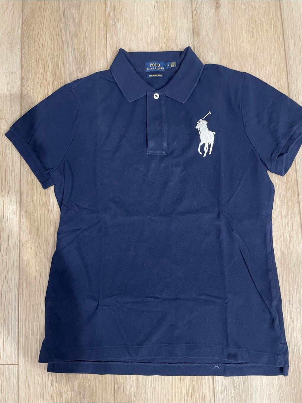Women’s Ralph Lauren Polo Shirt with White Pony Logo - Navy